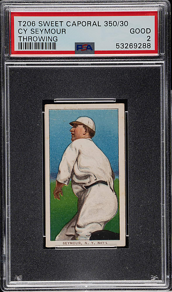 1909-1911 T206 White Border Cy Seymour Throwing PSA GOOD 2