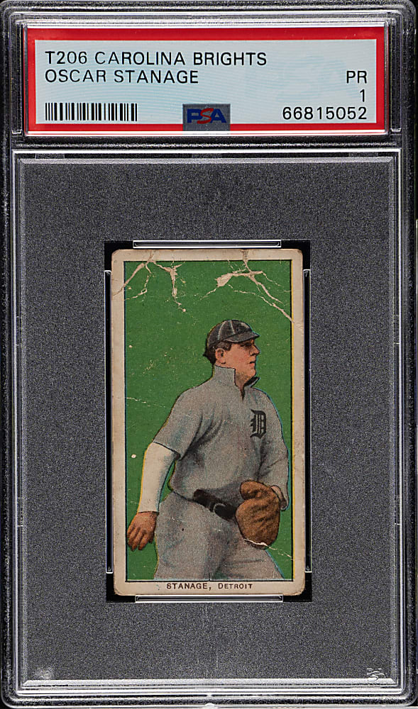1909-1911 T206 White Border Oscar Stanage PSA POOR 1 - Carolina Brights Back