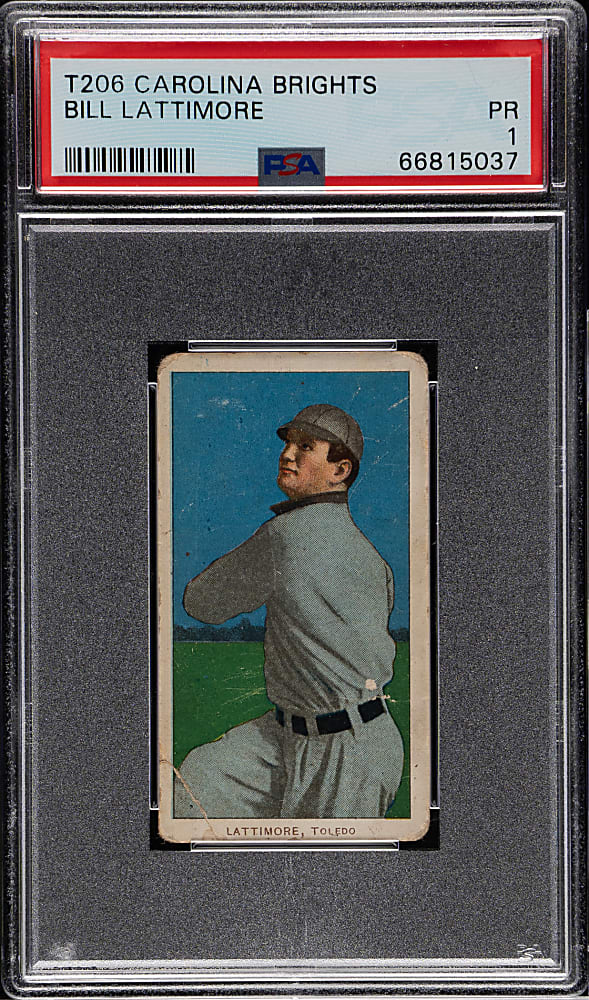 1909-1911 T206 White Border Bill Lattimore PSA POOR 1 - Carolina Brights Back