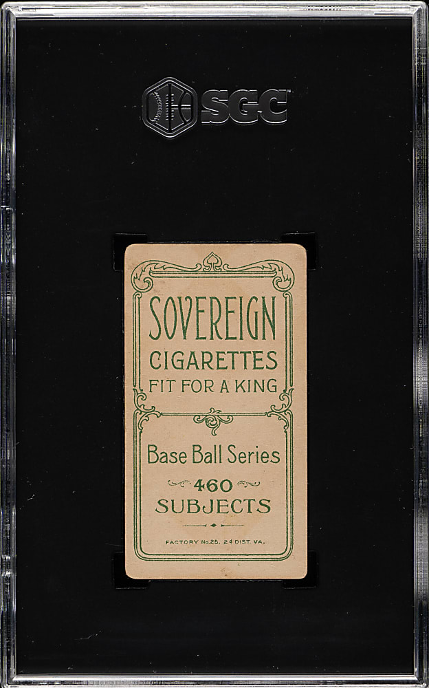 1909-1911 T206 White Border John McGraw Portrait with Cap SGC VG/EX 4 - Sovereign 460 Back
