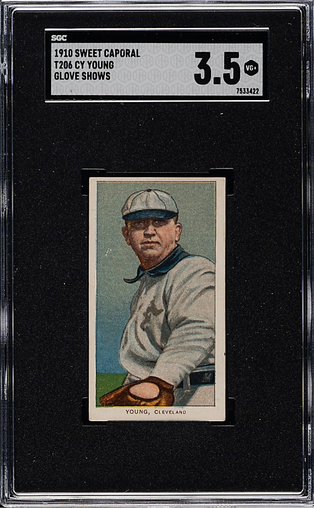 1909-1911 T206 White Border Cy Young Glove Shows SGC VG+ 3.5