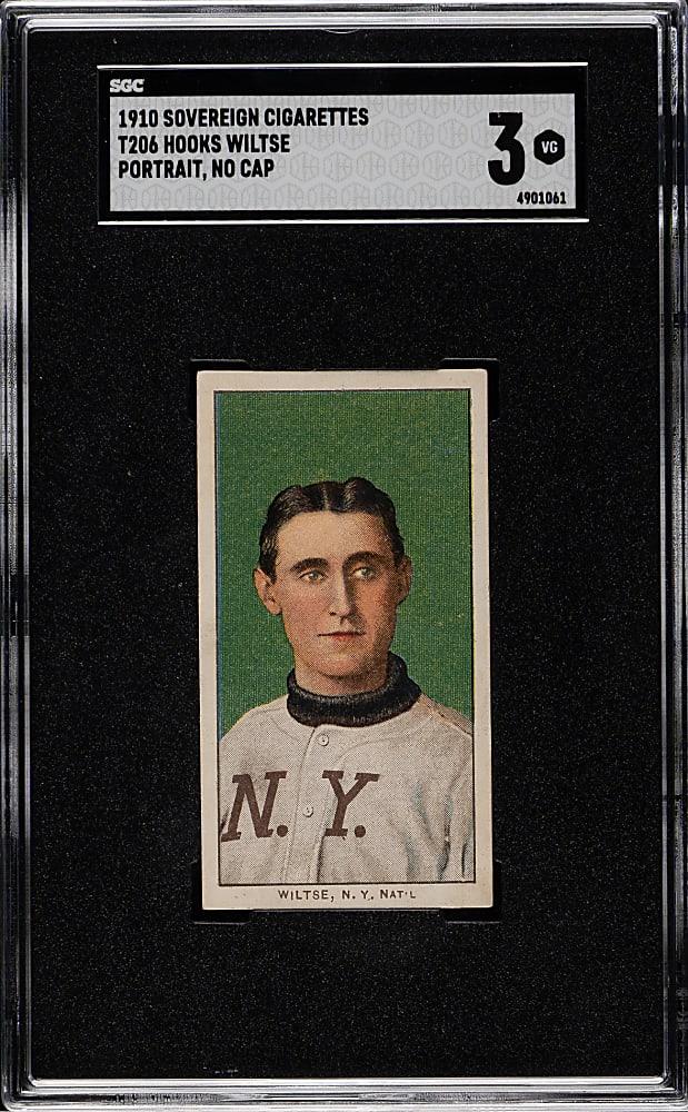 1909-1911 T206 White Border Hooks Wiltse Portrait No Cap SGC VG 3 - Sovereign 350 Back