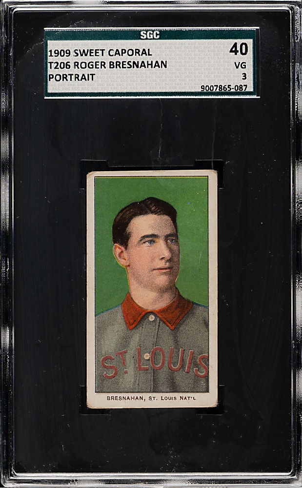 1909-1911 T206 White Border Roger Bresnahan Portrait SGC VG 40
