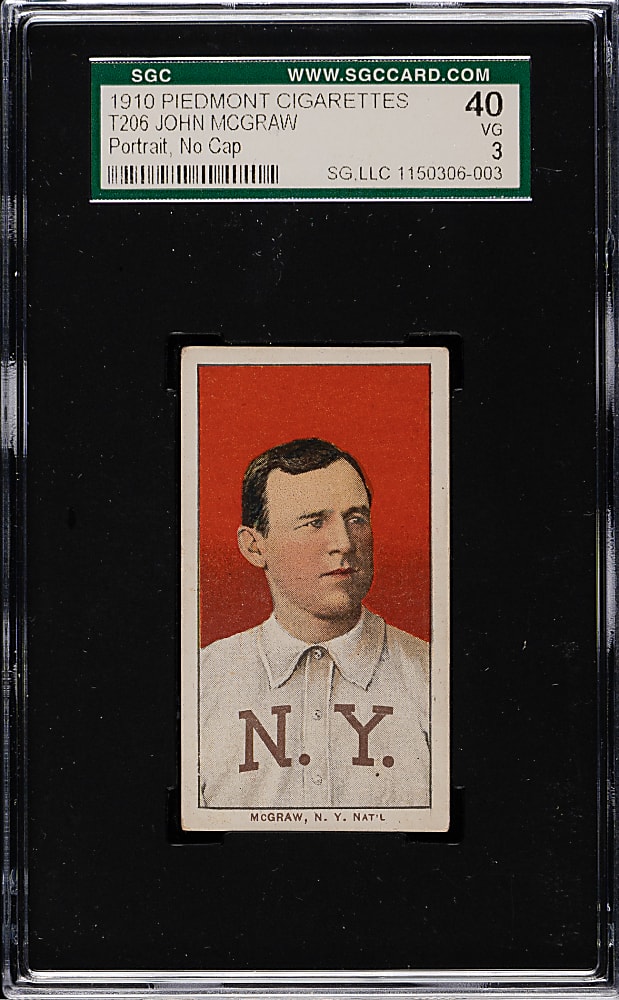 1909-1911 T206 White Border John McGraw Portrait No Cap SGC VG 40