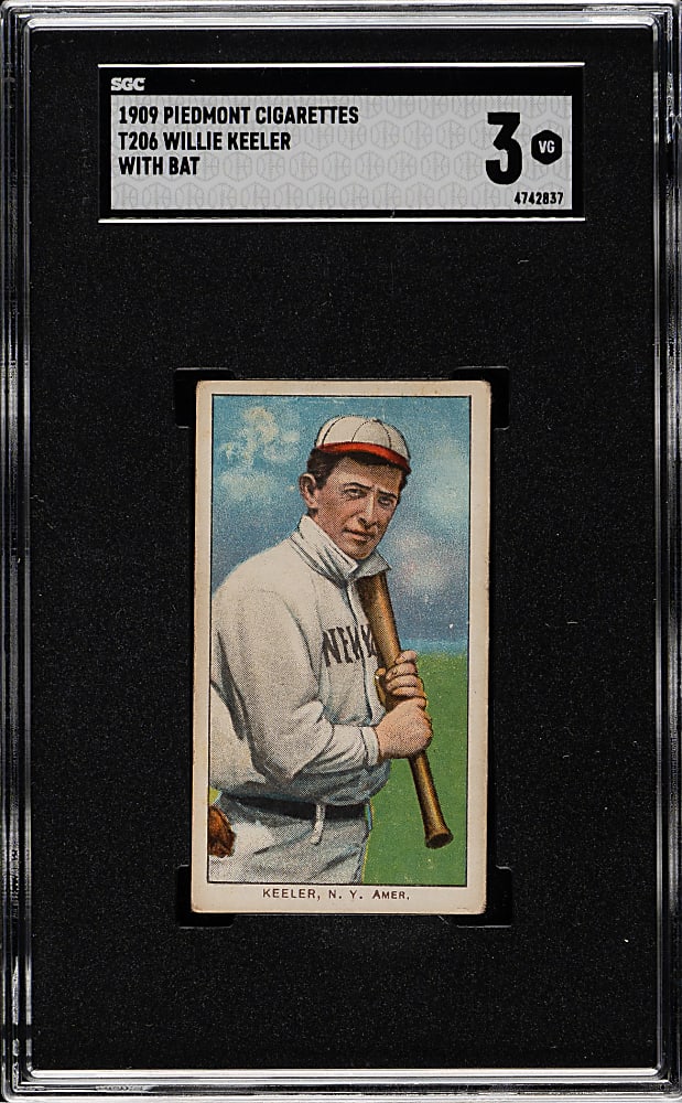 1909-1911 T206 White Border Willie Keeler with Bat SGC VG 3