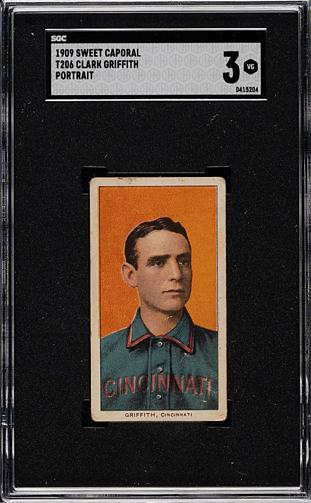 1909-1911 T206 White Border Clark Griffith Portrait SGC VG 3