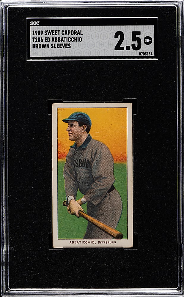 1909-1911 T206 White Border Ed Abbaticchio Brown Sleeves SGC GOOD+ 2.5