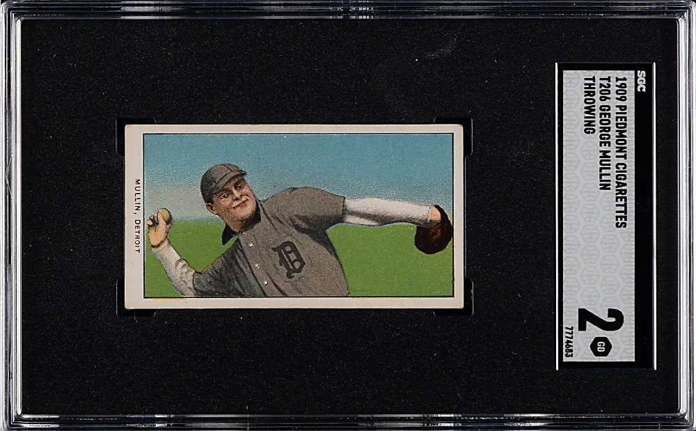 1909-1911 T206 White Border George Mullin Throwing SGC GOOD 2