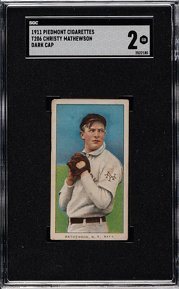 1909-1911 T206 White Border Christy Mathewson Dark Cap SGC GOOD 2