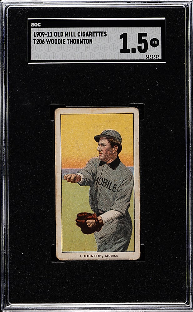 1909-1911 T206 White Border Woodie Thornton Southern Leaguer SGC FAIR 1.5 - Old Mill Back
