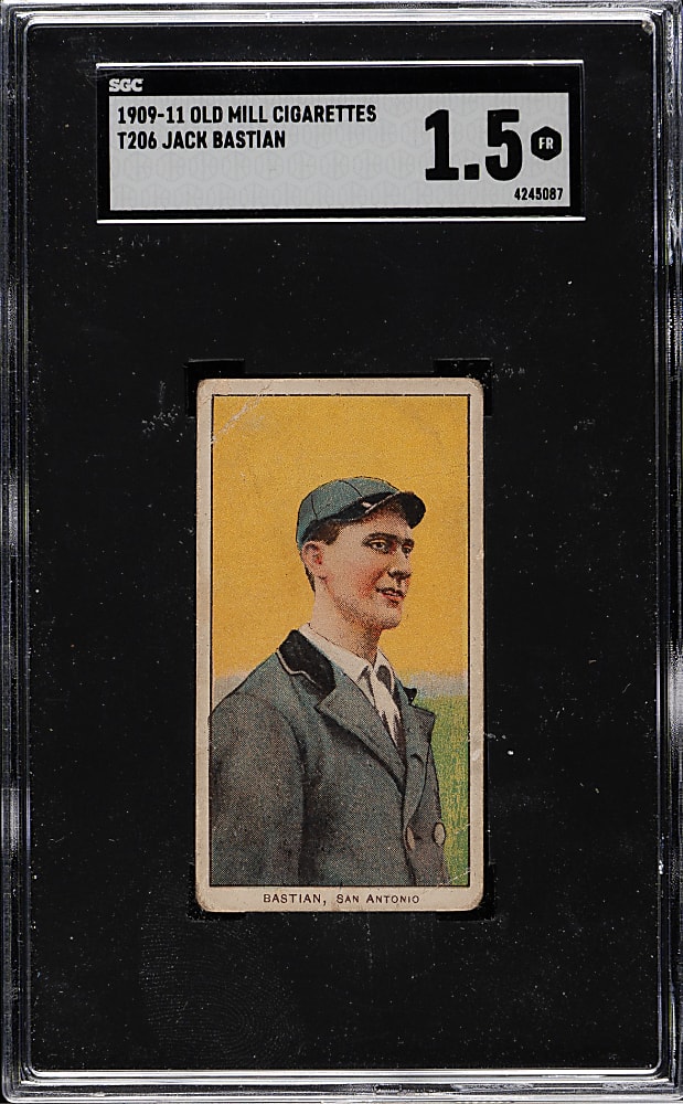 1909-1911 T206 White Border Jack Bastian Southern Leaguer SGC FAIR 1.5 - Old Mill Back