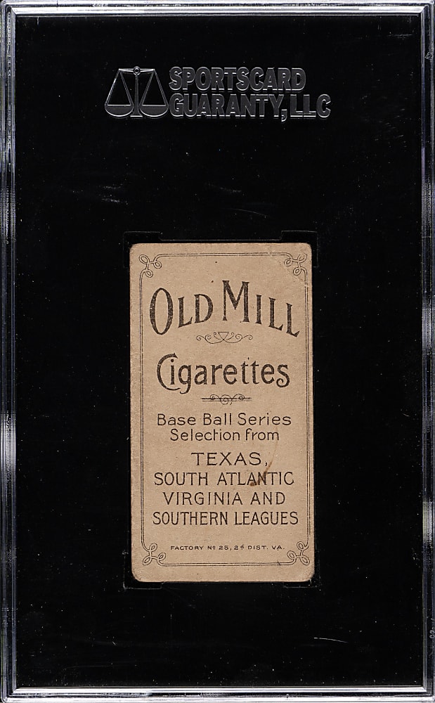 1909-1911 T206 White Border Jack Bastian Southern Leaguer SGC FAIR 1.5 - Old Mill Back