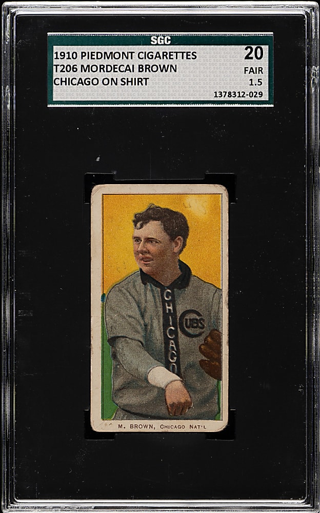 1909-1911 T206 White Border Mordecai Brown Chicago on Shirt SGC FAIR 20