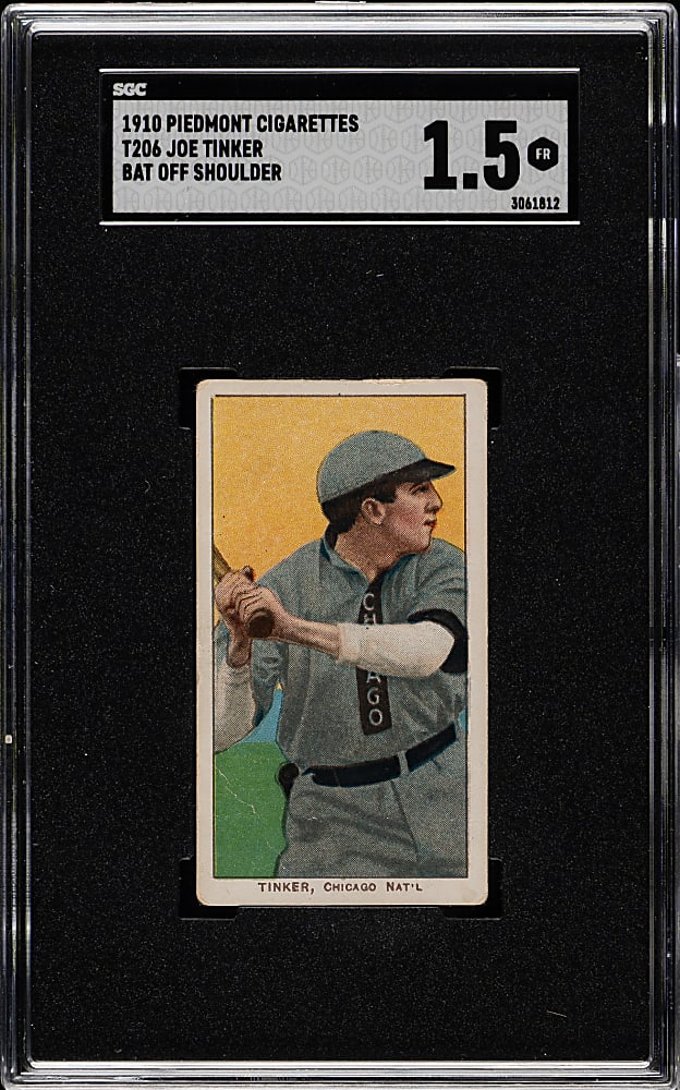 1909-1911 T206 White Border Joe Tinker Bat Off Shoulder SGC FAIR 1.5