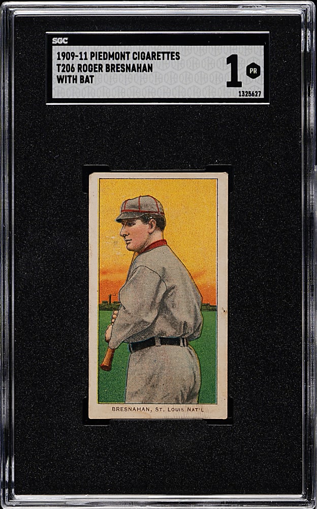 1909-1911 T206 White Border Roger Bresnahan with Bat SGC POOR 1