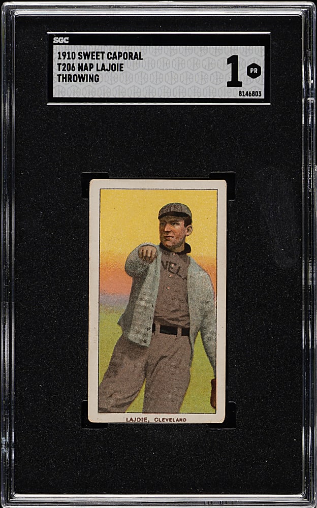 1909-1911 T206 White Border Nap Lajoie Throwing SGC POOR 1