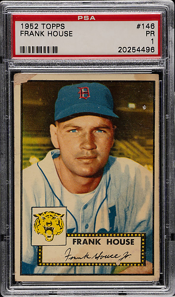 1952 Topps #146 Frank House PSA POOR 1 - Rare "Yellow Tigers Logo" Variation