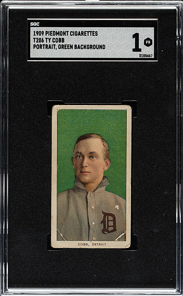 1909-1911 T206 White Border Ty Cobb Portrait Green Background SGC POOR 1