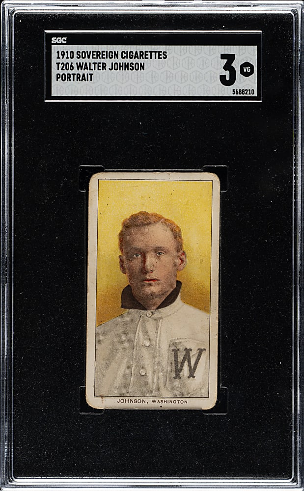 1909-1911 T206 White Border Walter Johnson Portrait SGC VG 3 - Sovereign 350 Back