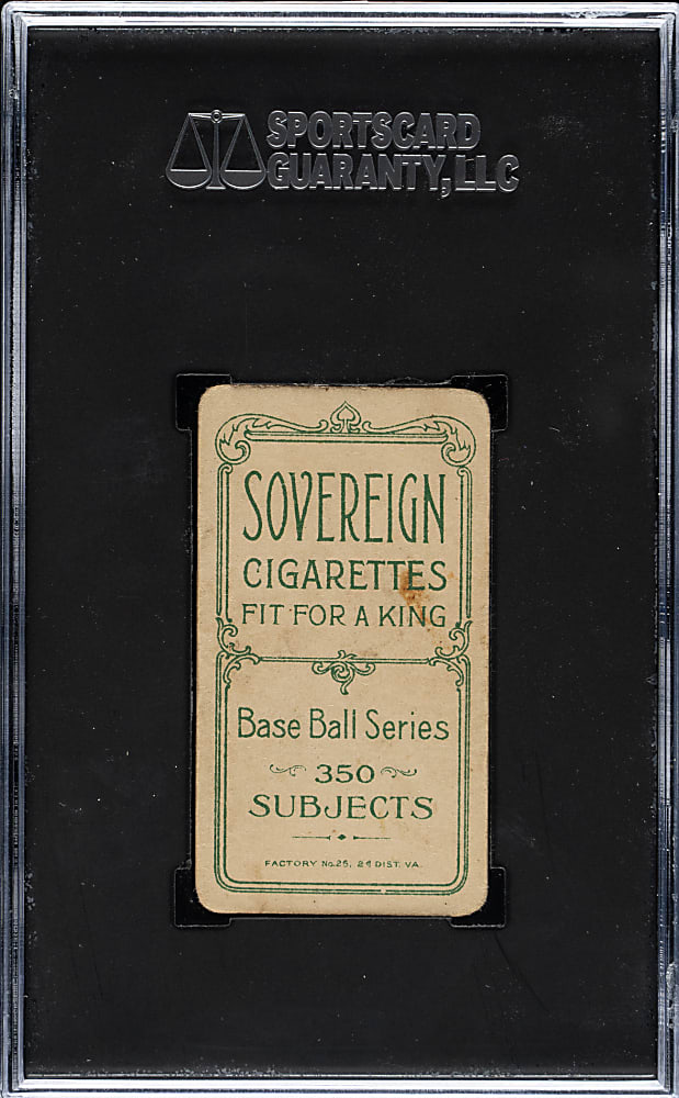 1909-1911 T206 White Border Walter Johnson Portrait SGC VG 3 - Sovereign 350 Back