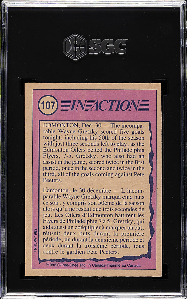1982-1983 O-Pee-Chee Hockey #107 Wayne Gretzky In Action SGC MINT 9
