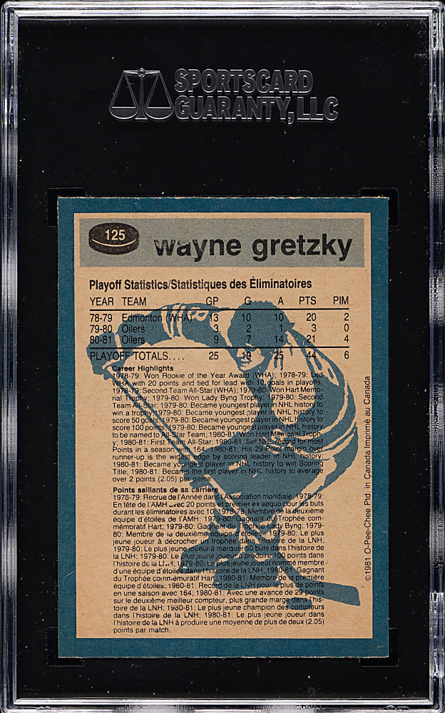 1981-1982 O-Pee-Chee Hockey #125 Wayne Gretzky Super Action SGC MINT 9