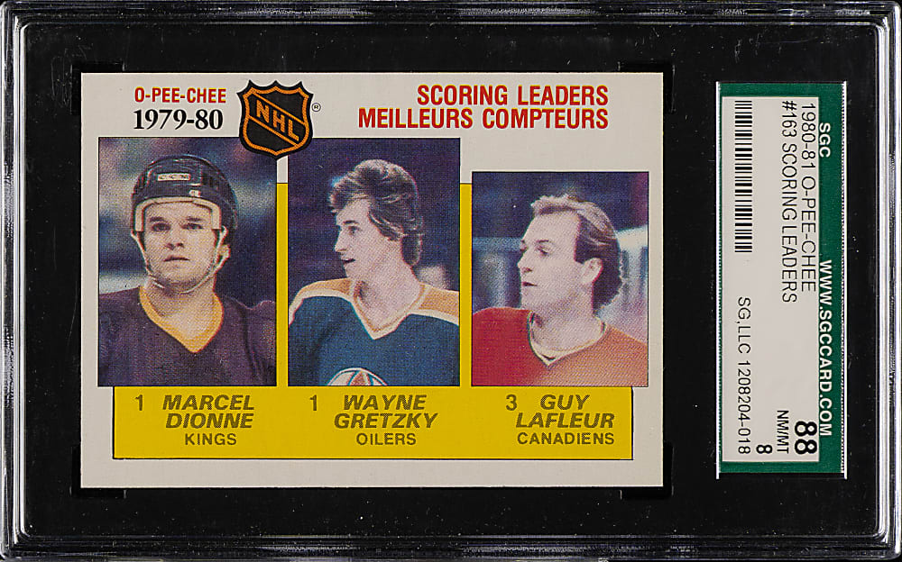 1980-1981 O-Pee-Chee Hockey #163 Scoring Leaders with Wayne Gretzky SGC NM/MT 88