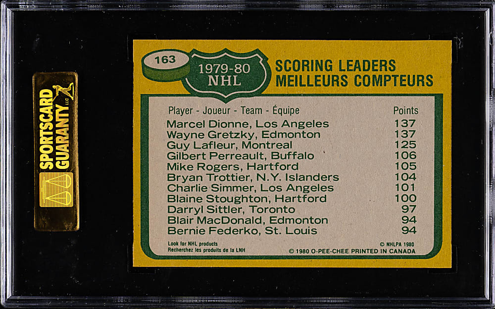 1980-1981 O-Pee-Chee Hockey #163 Scoring Leaders with Wayne Gretzky SGC NM/MT 88
