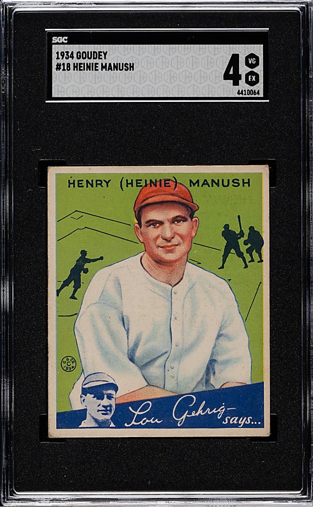 1934 R320 Goudey #18 Heinie Manush SGC VG/EX 4