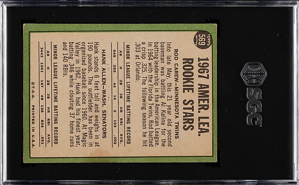 1967 Topps #569 Rod Carew Rookie SGC VG 3