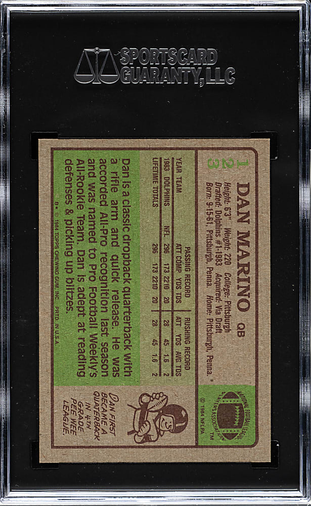 1984 Topps Football #123 Dan Marino Rookie SGC NM/MT+ 8.5