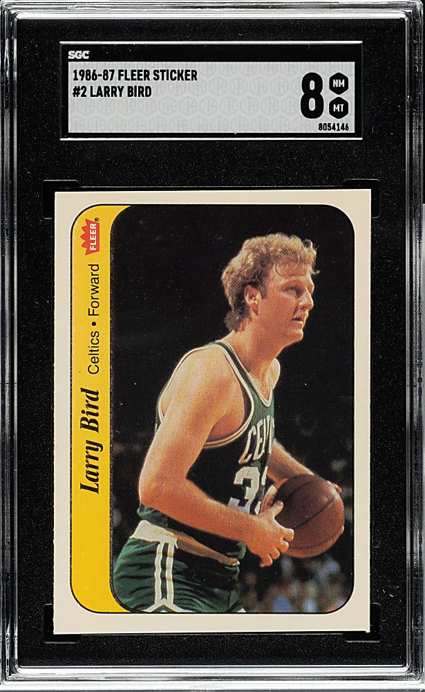 1986-1987 Fleer Basketball Sticker #2 Larry Bird SGC NM/MT 8