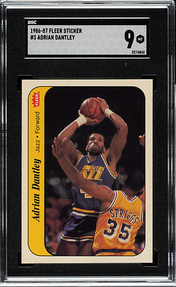 1986-1987 Fleer Basketball Sticker #3 Adrian Dantley SGC MINT 9