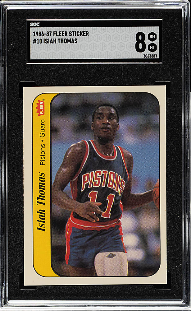 1986-1987 Fleer Basketball Sticker #10 Isiah Thomas Rookie SGC NM/MT 8