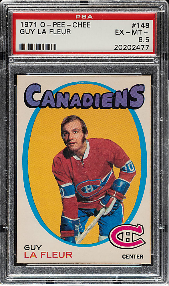 1971-1972 O-Pee-Chee Hockey #148 Guy LaFleur Rookie PSA EX-MT+ 6.5