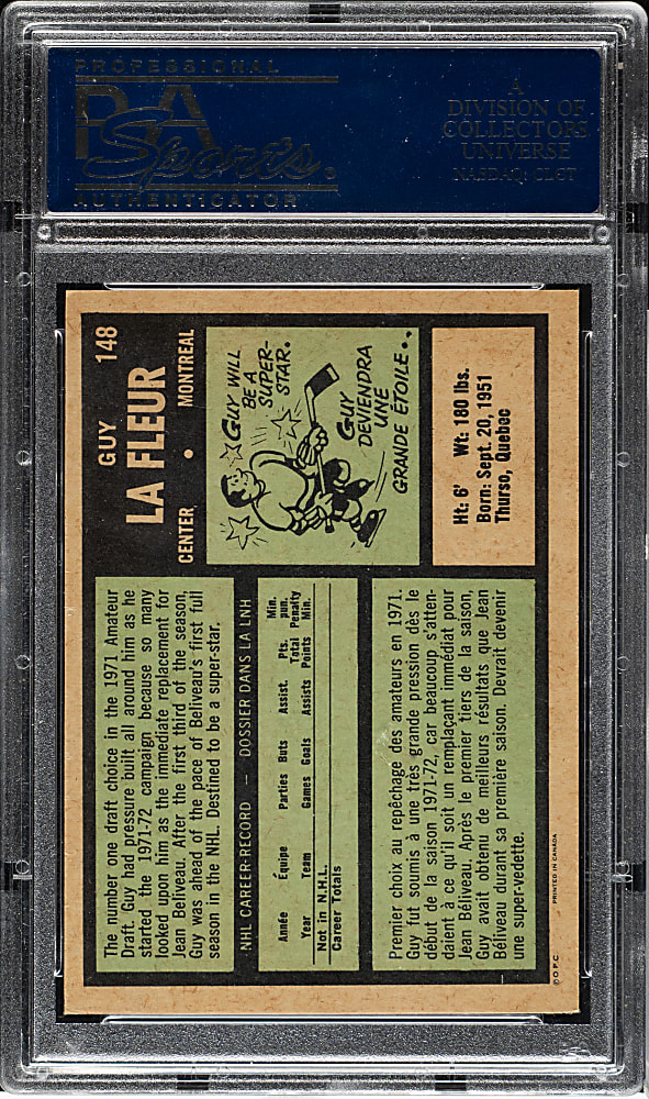 1971-1972 O-Pee-Chee Hockey #148 Guy LaFleur Rookie PSA EX-MT+ 6.5