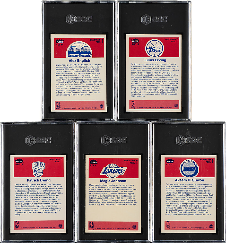 1986-1987 Fleer Basketball Sticker Hall of Fame SGC-Graded Collection (5)