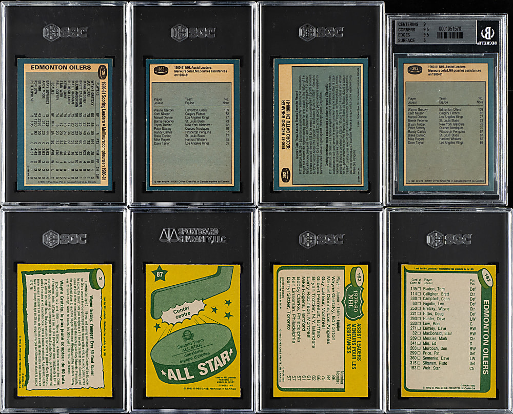 1980 and 1981 O-Pee-Chee Hockey Wayne Gretzky SGC- and BGS-Graded Collection (8)