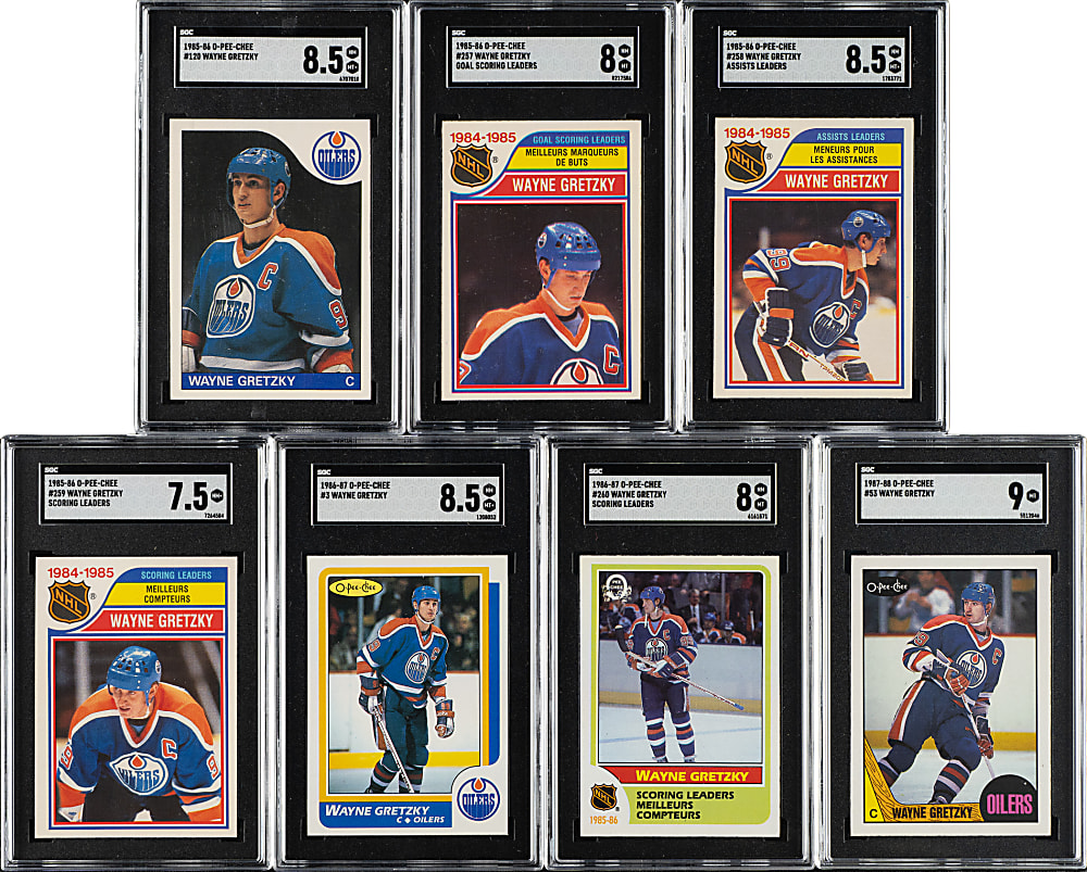 1985 to 1987 O-Pee-Chee Hockey Wayne Gretzky SGC-Graded Collection (7)