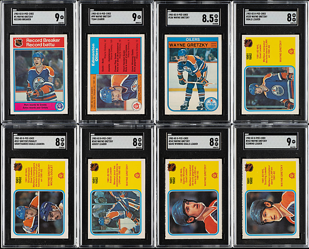 1982-1983 O-Pee-Chee Hockey Wayne Gretzky SGC-Graded Collection (8)