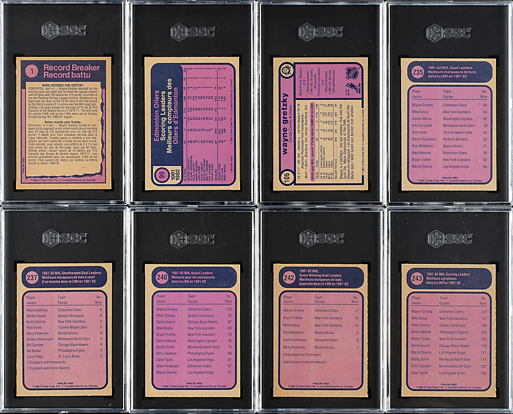 1982-1983 O-Pee-Chee Hockey Wayne Gretzky SGC-Graded Collection (8)