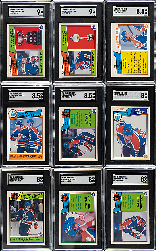 1983-1984 O-Pee-Chee Hockey Wayne Gretzky SGC-Graded Collection (9)