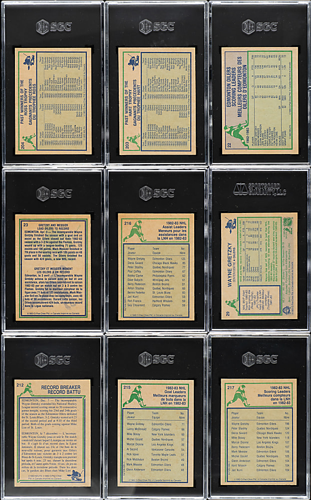 1983-1984 O-Pee-Chee Hockey Wayne Gretzky SGC-Graded Collection (9)