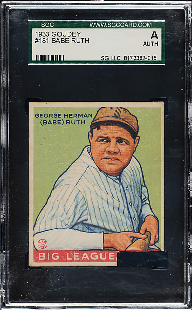 1933 R319 Goudey #181 Babe Ruth SGC Authentic