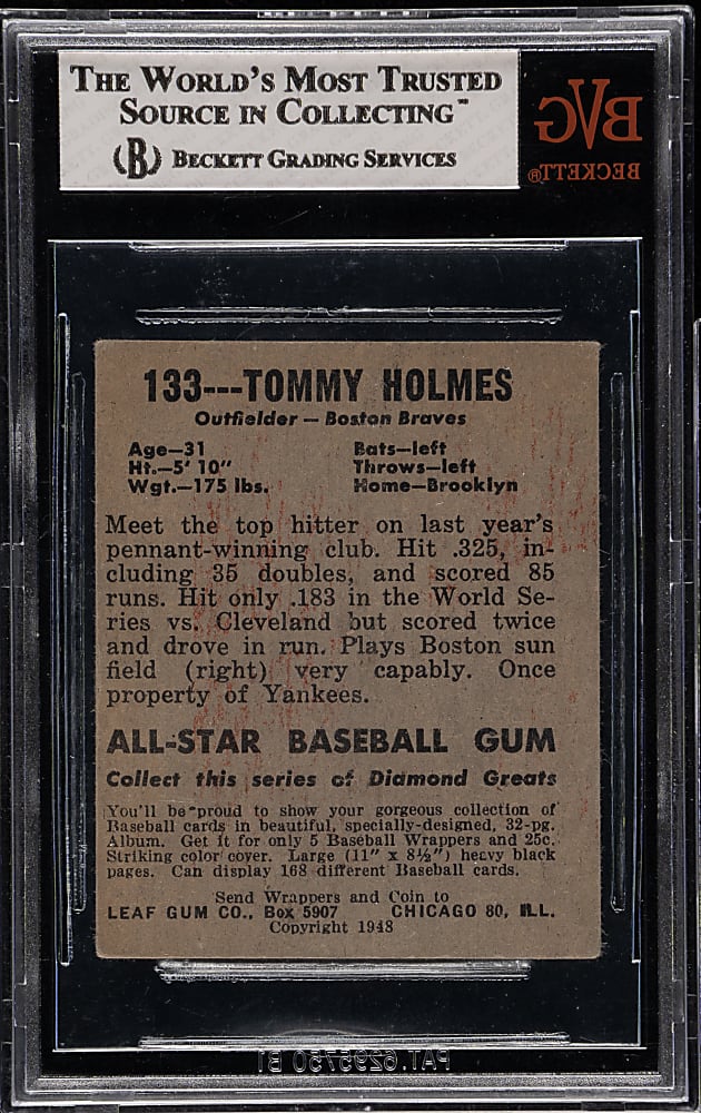 1948-1949 Leaf #133 Tommy Holmes Short Print BVG VG-EX+ 4.5