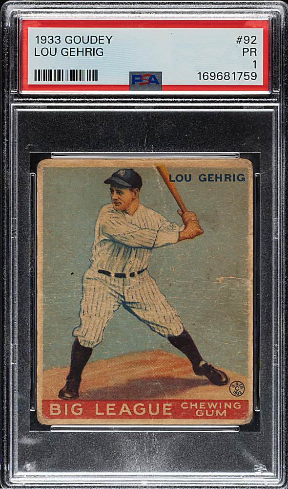 1933 R319 Goudey #92 Lou Gehrig PSA POOR 1