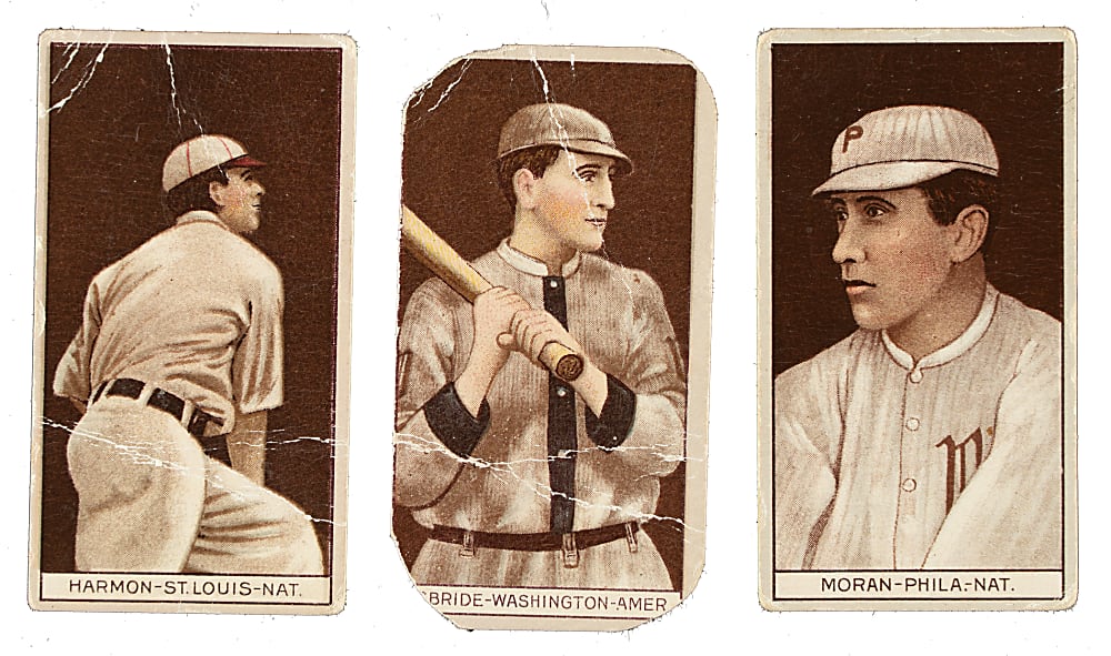 1912 T207 Brown Background Trio: Robert Harmon, George McBride, and Patrick Moran