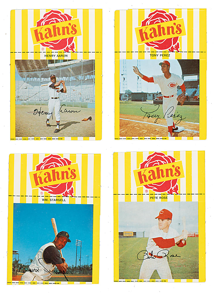 1967 Kahn's Wieners Hall of Fame and Star Collection (4) Including Stargell, Perez, Aaron, and Rose