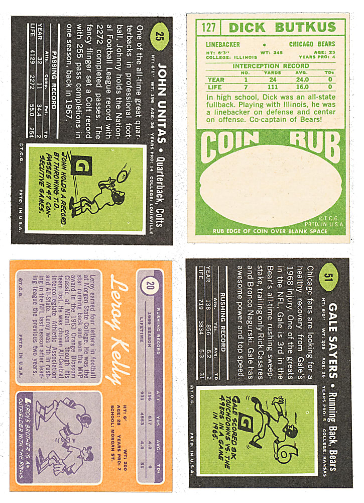 1968 to 1970 Topps Football Hall of Fame and Star Collection (23)