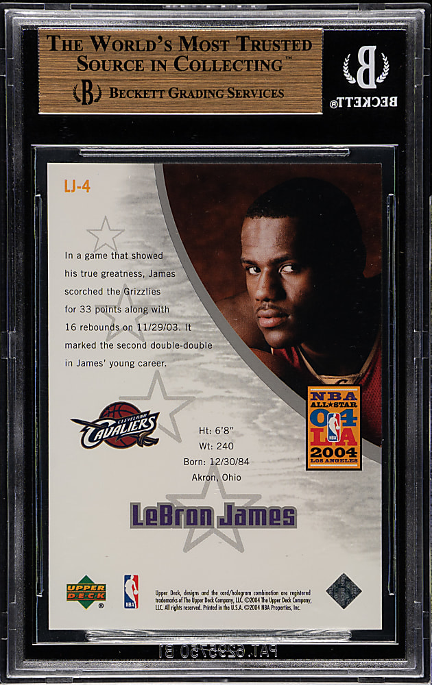 2003-2004 Upper Deck All-Star Game Basketball #LJ-4 LeBron James Rookie #1,719/2,004 BGS GEM MINT 9.5